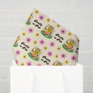 Papier Mousseline Moderne Groovy Daisy Rose Jaune Elle est prête à é