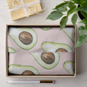 Papier Mousseline Moderne Pastel Rose Et Vert Motif Avocado (Cadeau)