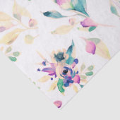 Papier Mousseline Moderne rose vert lavande aquarelle fleurie (Détail)