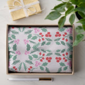 Papier Mousseline Moderne Rouge & Vert Noël Floral Pattern Falala (Cadeau)