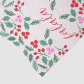 Papier Mousseline Moderne Rouge & Vert Noël Floral Pattern Falala (Détail)