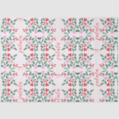 Papier Mousseline Moderne Rouge & Vert Noël Floral Pattern Falala (Recto)
