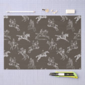 Papier Mousseline Moderne Style Taupe Blanc Horseback Toile (Artisanat)