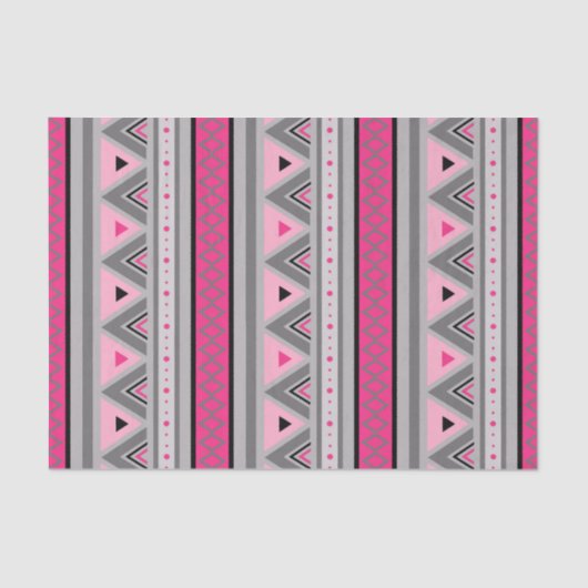 Papier Mousseline Moderne Sud-Ouest Géométrique, rose et gris (Recto)