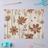 Papier Mousseline Moderne Super Retro Rousty Fleurs Brown (Artisanat)