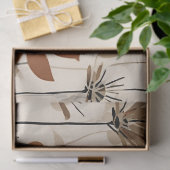 Papier Mousseline Moderne Super Retro Rousty Fleurs Brown (Cadeau)