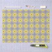 Papier Mousseline Moderne tendance Gris et Fleurs Jaunes (Artisanat)