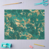 Papier Mousseline Moderne Turquoise et Motif en marbre doré (Artisanat)