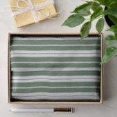 Papier Mousseline Moderne Vert Blanc Rayé (Cadeau)
