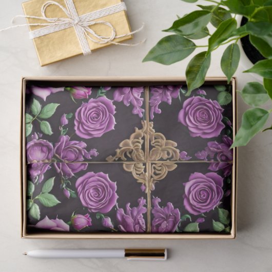 Papier Mousseline Moderne violet Rose belle collection (Cadeau)