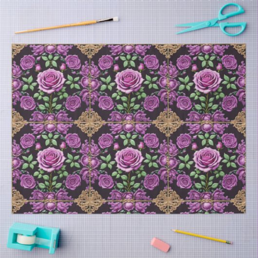 Papier Mousseline Moderne violet Rose belle collection (Artisanat)