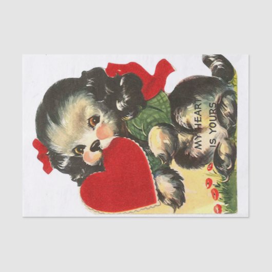 Papier Mousseline Mon coeur est le tien, Chien chiot ! (Recto)