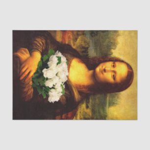 Papier Mousseline Mona Lisa aime les roses blanches