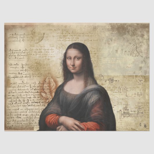 Papier Mousseline Mona Lisa avec da Vinci Notes Papier Tissu (Recto)