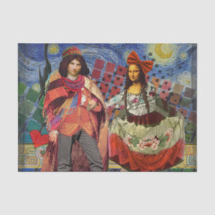 Papier Mousseline Mona Lisa Romantic Funny Art coloré