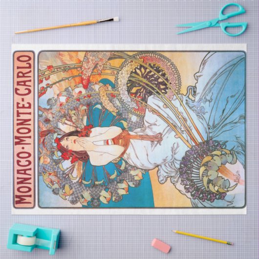 Papier Mousseline Monaco, Monte-Carlo, Mucha (Artisanat)