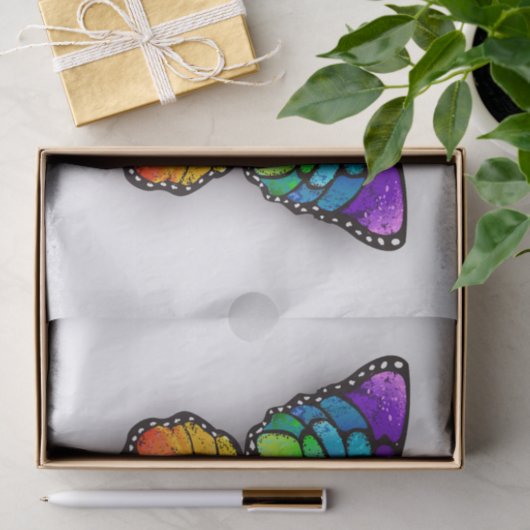 Papier Mousseline Monarque papillon arc-en-ciel (Cadeau)