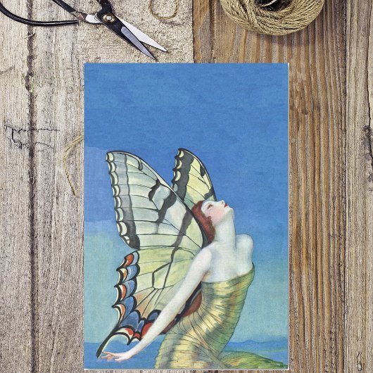 Papier Mousseline Monarque Papillon rouge cheveux Vintage Fée