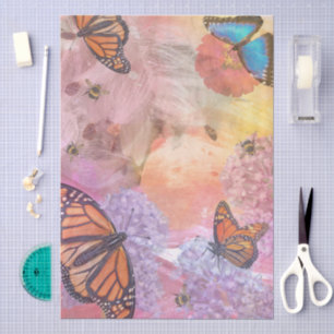 Papier Mousseline Monarque papillons sur abeilles Collage