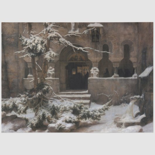 Papier Mousseline Monastère en Neige d'hiver (par Karl Laling) (Recto)