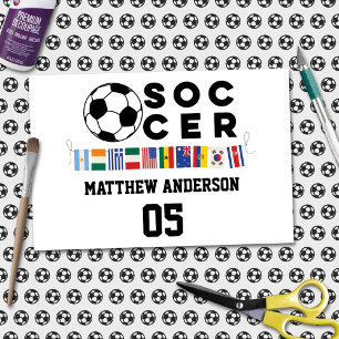 Papier Mousseline Monde de football drapeaux Monogramme