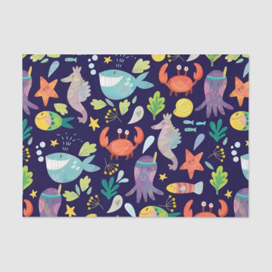 Papier Mousseline Monde de la mer drôle (Recto)