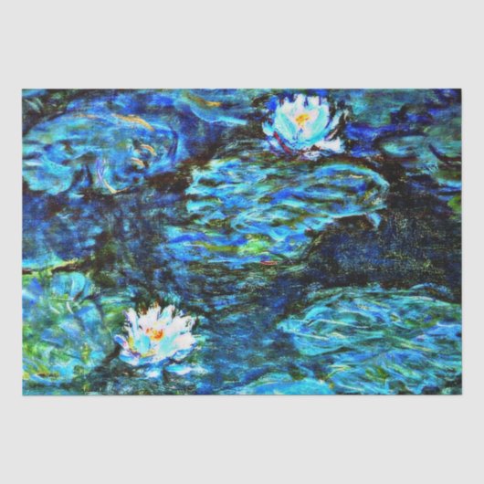 Papier Mousseline Monet - Lys d'eau, Bleu, (Recto)
