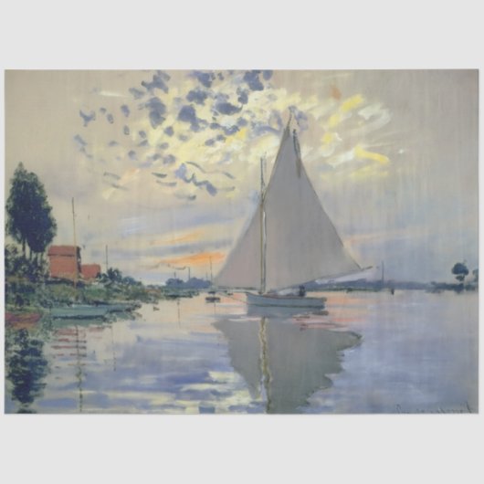 Papier Mousseline Monet Sailboat French Impressionism Classic Art (Recto)
