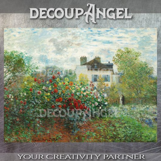 Papier Mousseline Monet - Un coin du jardin avec Dahlias Decoupa