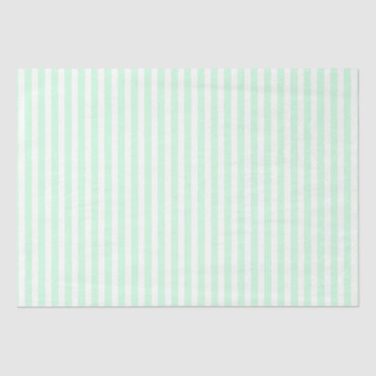Papier Mousseline Monnaie d'été Pale Green Mint & White Stripe (Recto)
