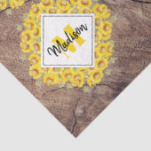 Papier Mousseline Monogram de Rustic Sunflowers & Wood Texture (Détail)