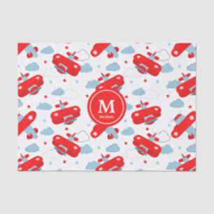 Papier Mousseline Monograme des Red and Blue Planes et des Clouds