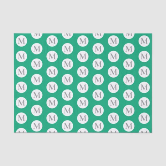 Papier Mousseline Monogramme à points verts Fourre-tout (Recto)