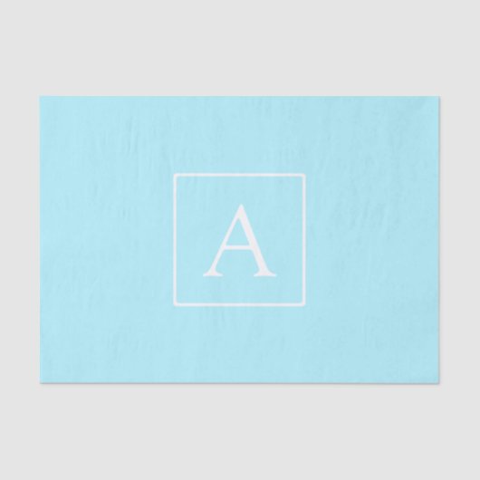 Papier Mousseline Monogramme bleu ciel simple (Recto)