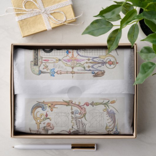 Papier Mousseline Monogramme calligraphie découpage (Cadeau)