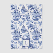 Papier Mousseline Monogramme chinoiserie bleue  (Recto)