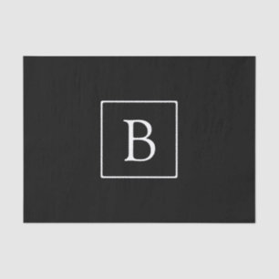 Papier Mousseline Monogramme classique simple Texte noir et blanc