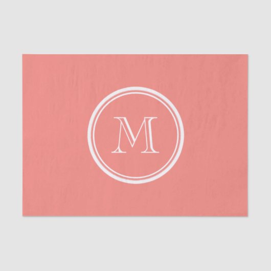 Papier Mousseline Monogramme Coral initial rose haut de gamme (Recto)