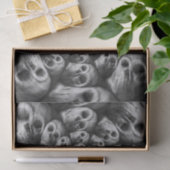 Papier Mousseline Monogramme Crânes Éffrayants Abstraits Noir Et Bla (Cadeau)