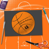 Papier Mousseline Monogramme de basket-ball | Personnalisé