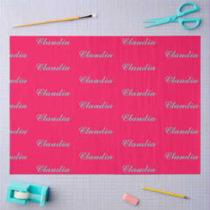 Papier Mousseline Monogramme de bloc de couleur sur fond rose fuchsi