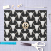 Papier Mousseline Monogramme de caisse de vache rustique Personnalis (Artisanat)