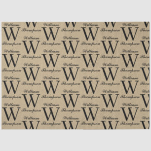 Papier Mousseline Monogramme de calligraphie de script Brown Kraft r