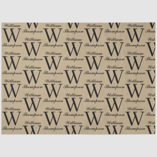 Papier Mousseline Monogramme de calligraphie de script Brown Kraft r (Recto)