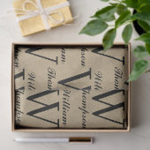 Papier Mousseline Monogramme de calligraphie script brun kraft rusti (Cadeau)