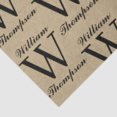Papier Mousseline Monogramme de calligraphie script brun kraft rusti (Détail)