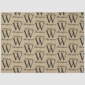 Papier Mousseline Monogramme de calligraphie script brun kraft rusti (Recto)