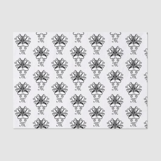 Papier Mousseline Monogramme de calmar gris (Recto)