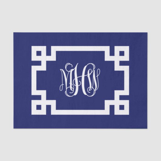 Papier Mousseline Monogramme de clé grecque de vigne blanche de mari (Recto)