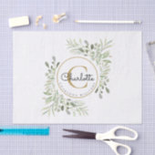 Papier Mousseline Monogramme de nom de verdure d'aquarelle élégante (Artisanat)